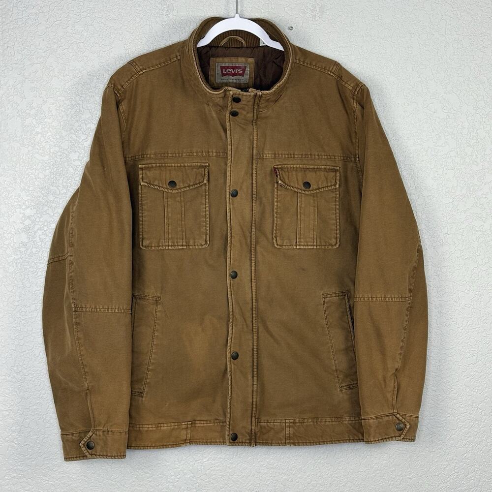Levi Jacket Trucker Field Military Utility Work Jacket Men's XL Brown